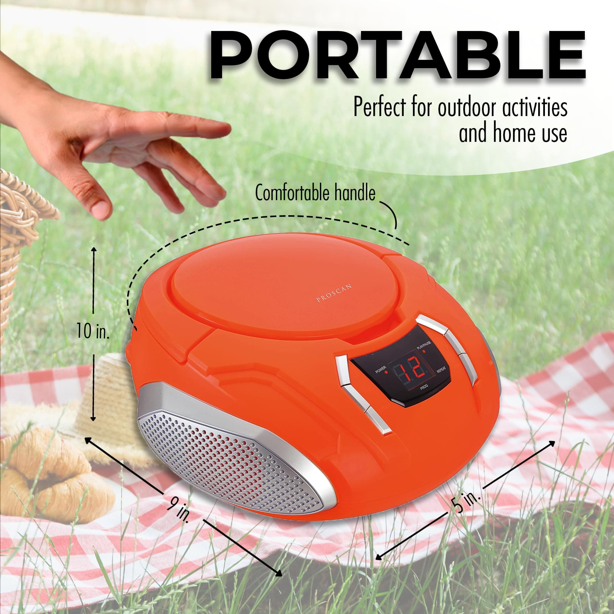 PROSCAN ELITE Portable CD Player Boombox with AM/FM Radio + Built in Speakers + - Thumbnail 3