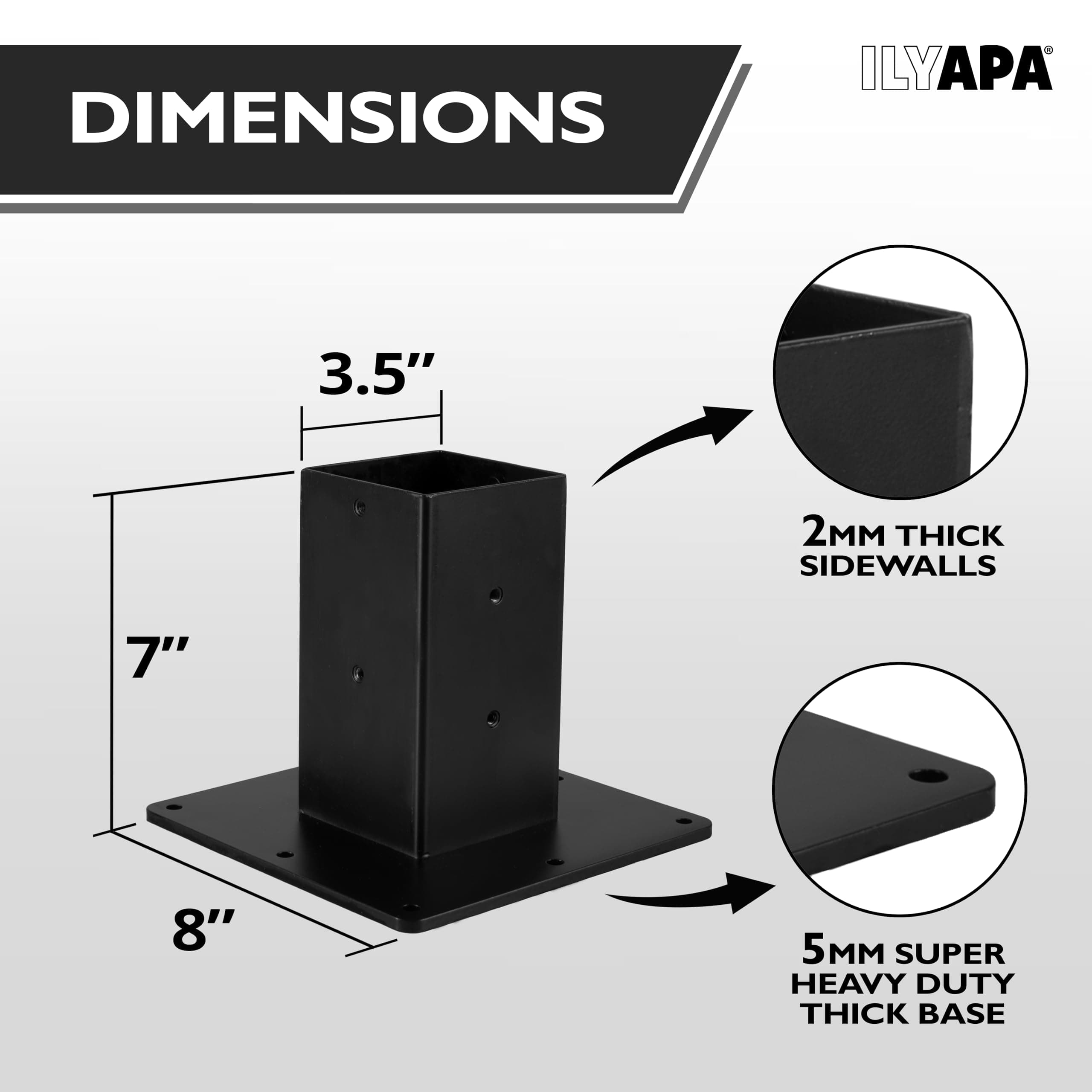 Ilyapa Black Mailbox Post Mount Base Plate Mounting Bracket - Works with Mailbox - Thumbnail 2