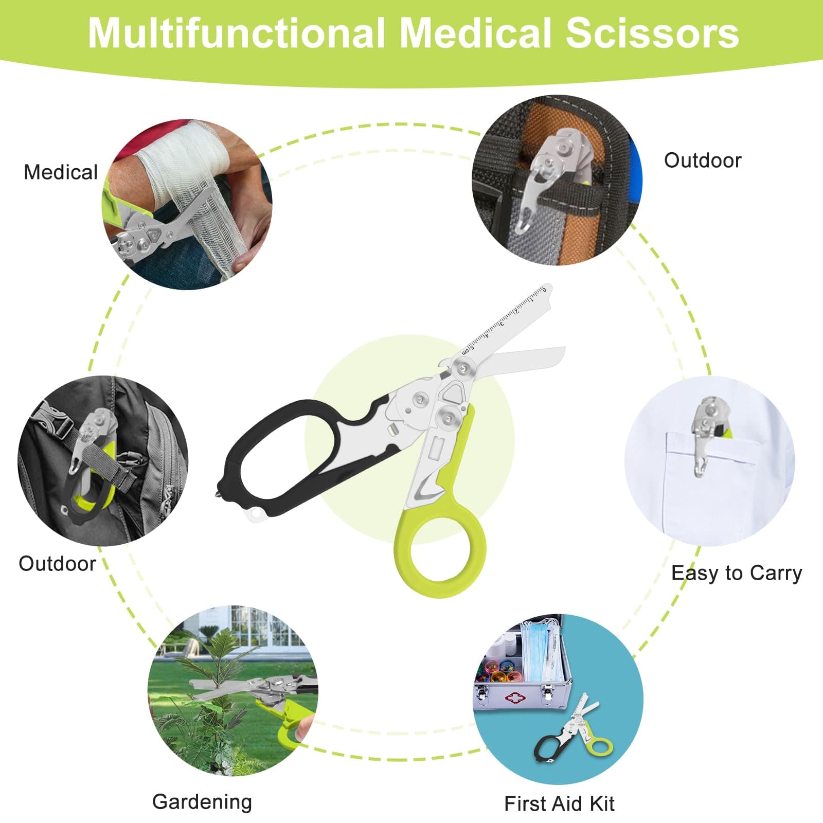 Lemasa 6 in 1 Multifunctional Combination Tool, Folding Retractable Emergency Sh - Thumbnail 7