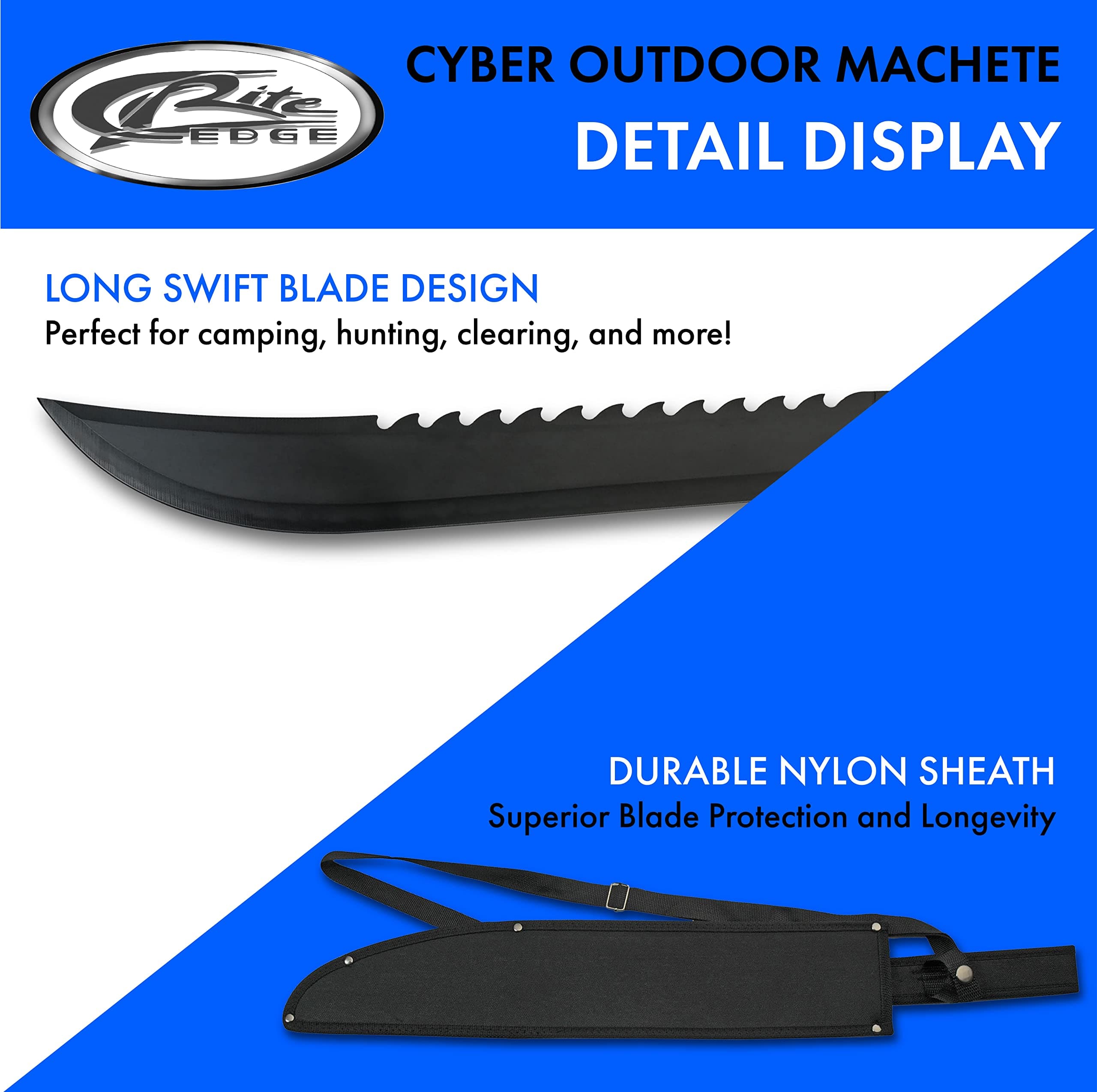 SZCO Supplies 25" Full-Tang Saw Back Machete with Nylon Sheath – Tactical Surviv - Thumbnail 4