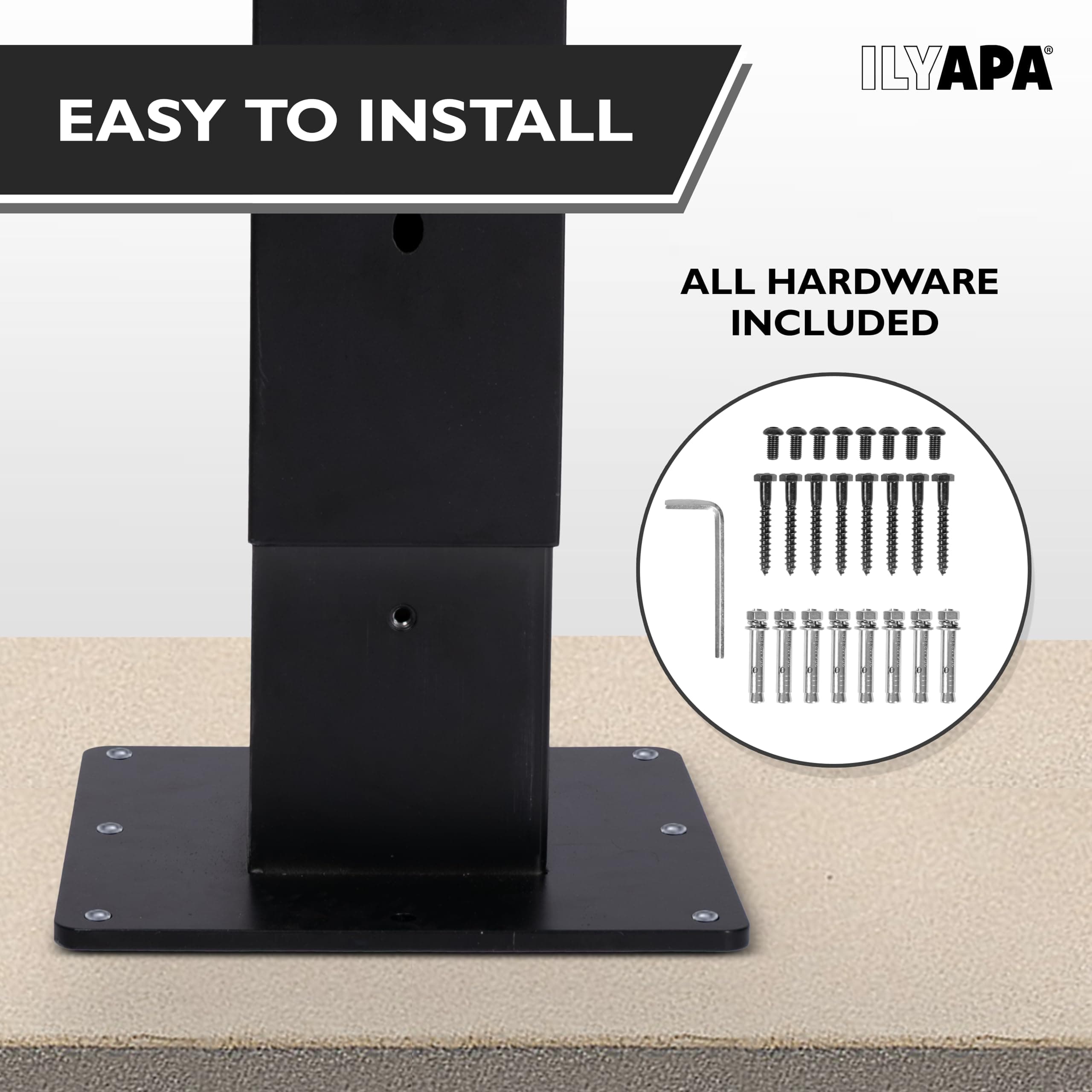 Ilyapa Black Mailbox Post Mount Base Plate Mounting Bracket - Works with Mailbox - Thumbnail 3