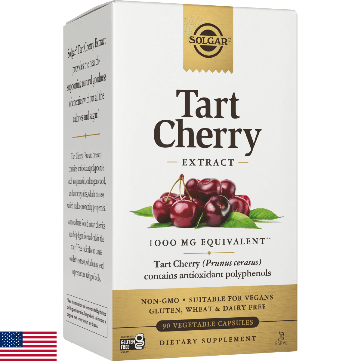 Solgar Tart Cherry 1000 mg, 90 Vegetable Capsules - Antioxidant with Quercetin, - Image 1