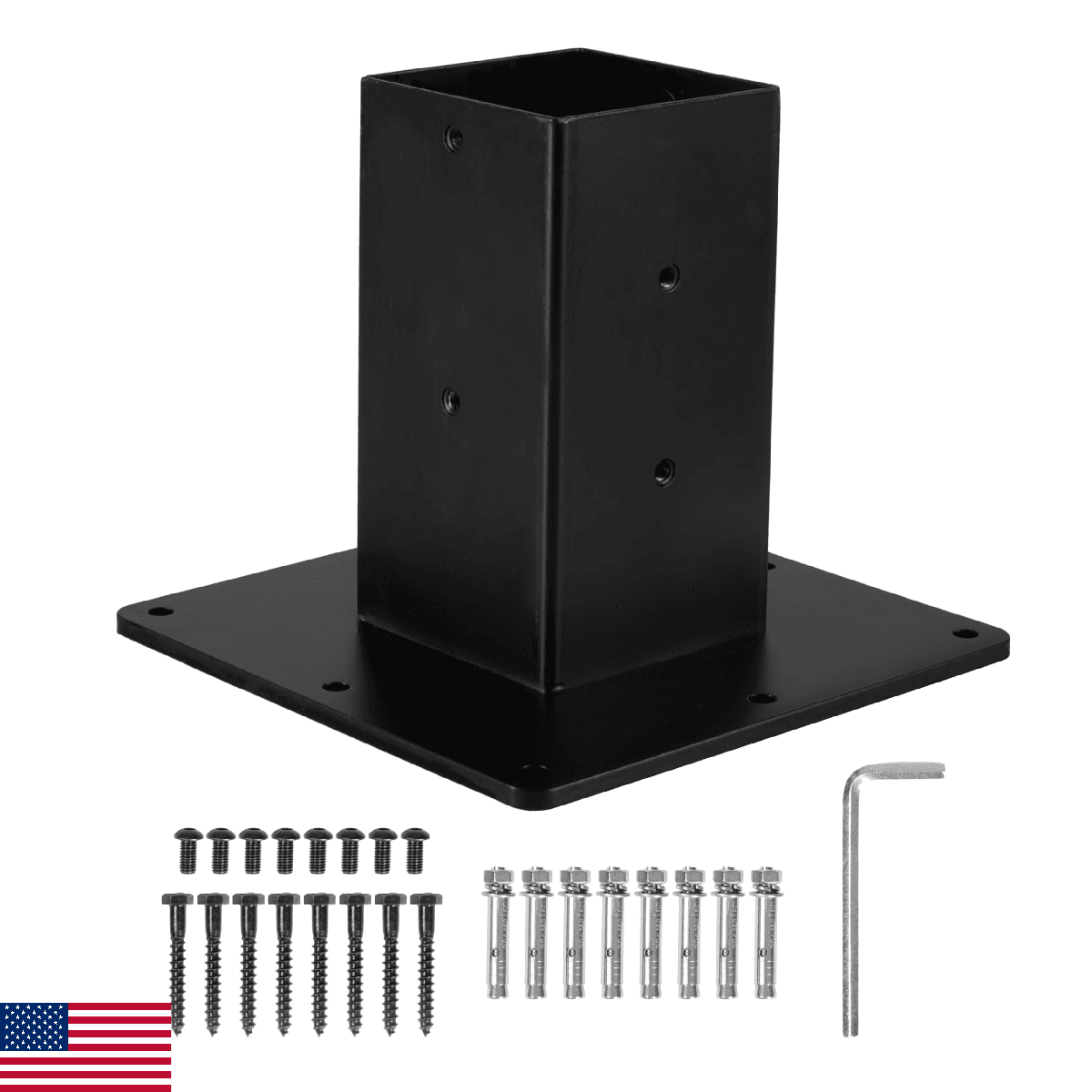 Ilyapa Black Mailbox Post Mount Base Plate Mounting Bracket - Works with Mailbox - Image 1