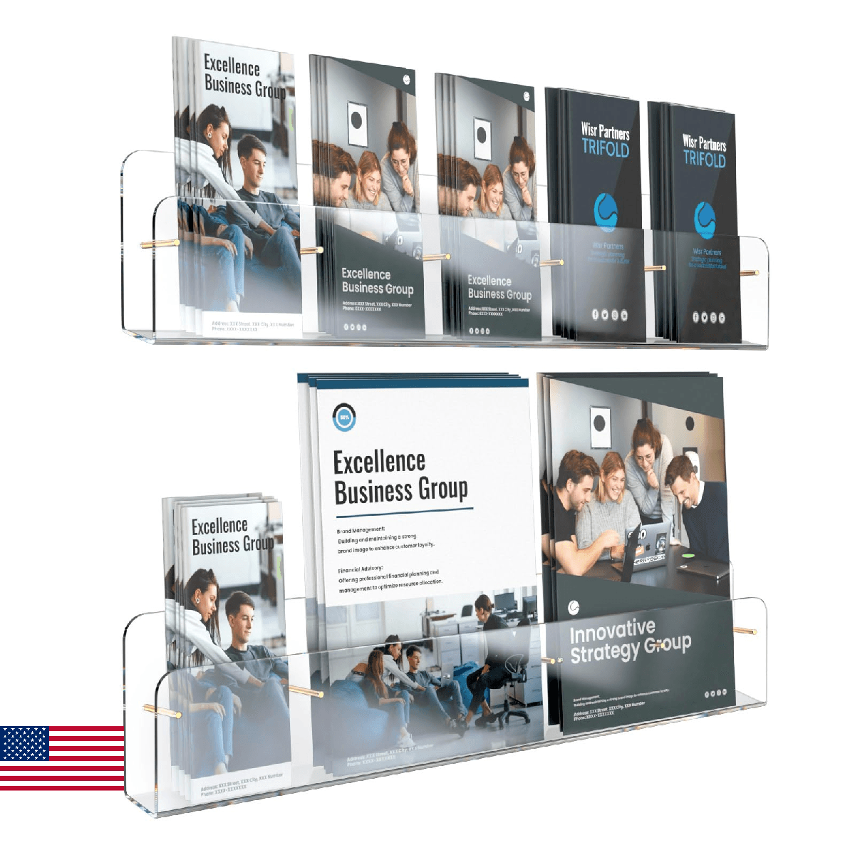 HIIMIEI Brochure Holder Wall Mount, 2-Pack Acrylic Modular Flyer, Pamphlet Displ - Image 1