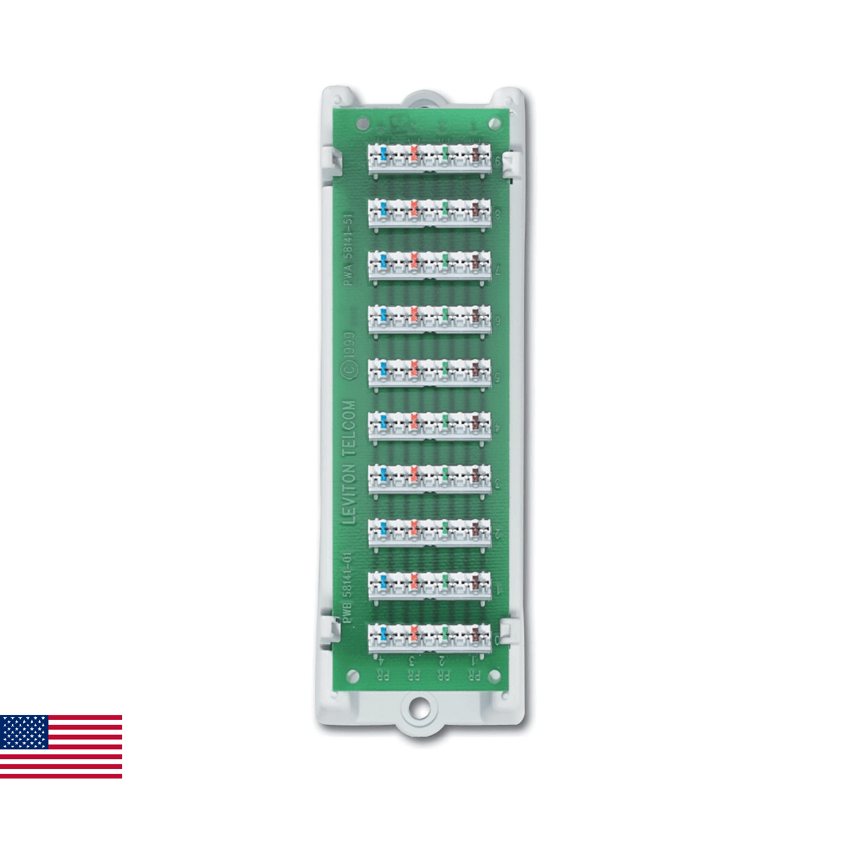 Leviton 47689-B 1x9 Bridged Telephone Module (with bracket), White - Image 1