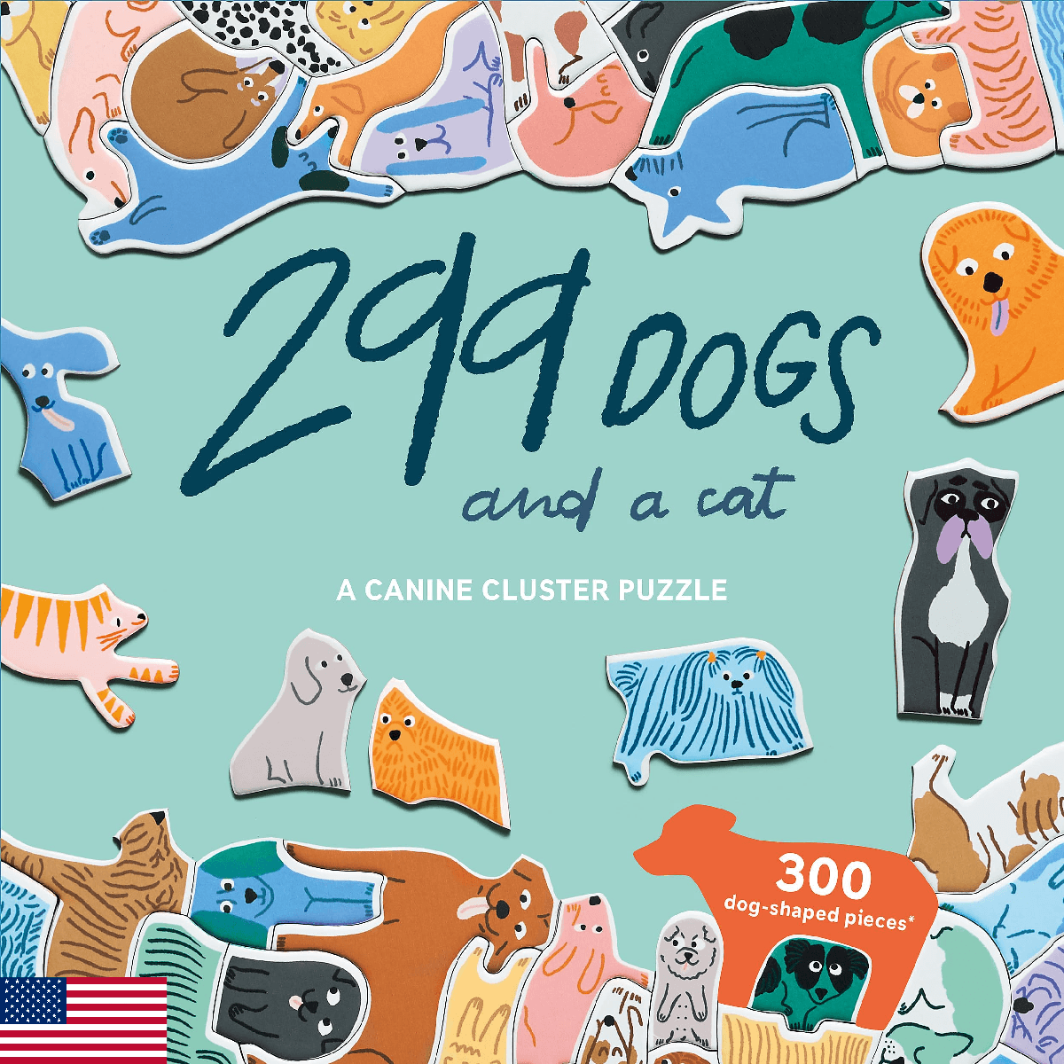 Laurence King 299 Dogs (and a cat) 300 Piece Cluster Puzzle - Image 1