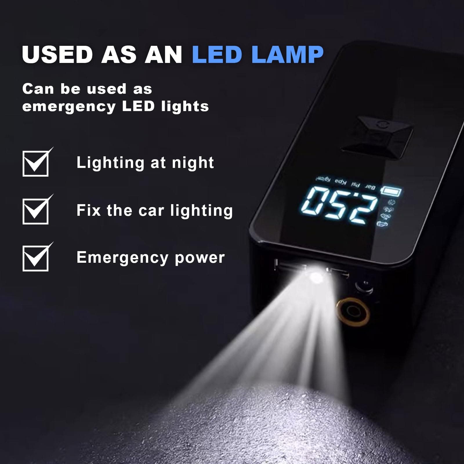 Tire Inflator Portable Air Compressor with Digitally Display Pressure Gauge 2000 - Thumbnail 3