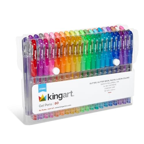 KINGART GLITTER Rollerball GEL PENS, 80 Sparkling Colors with Soft-Grip Comfort, - Thumbnail 11