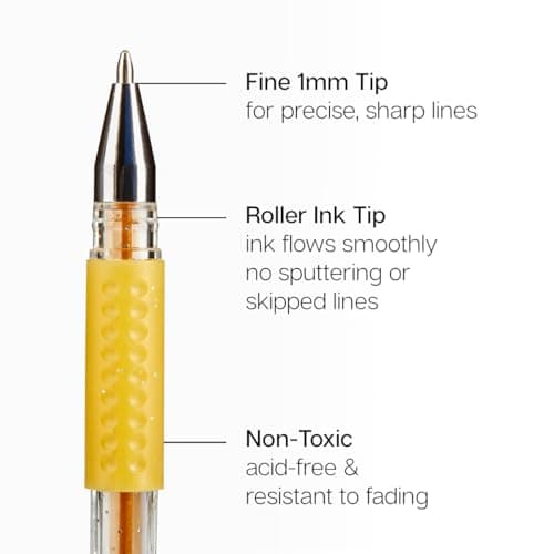 KINGART GLITTER Rollerball GEL PENS, 80 Sparkling Colors with Soft-Grip Comfort, - Thumbnail 2