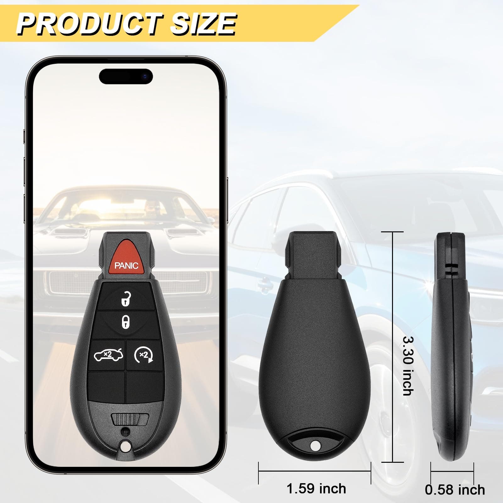 Vurkcy Key Fob Replacement for 2008-2014 Dodge Challenger/ 08-13 Charger & Grand - Thumbnail 4