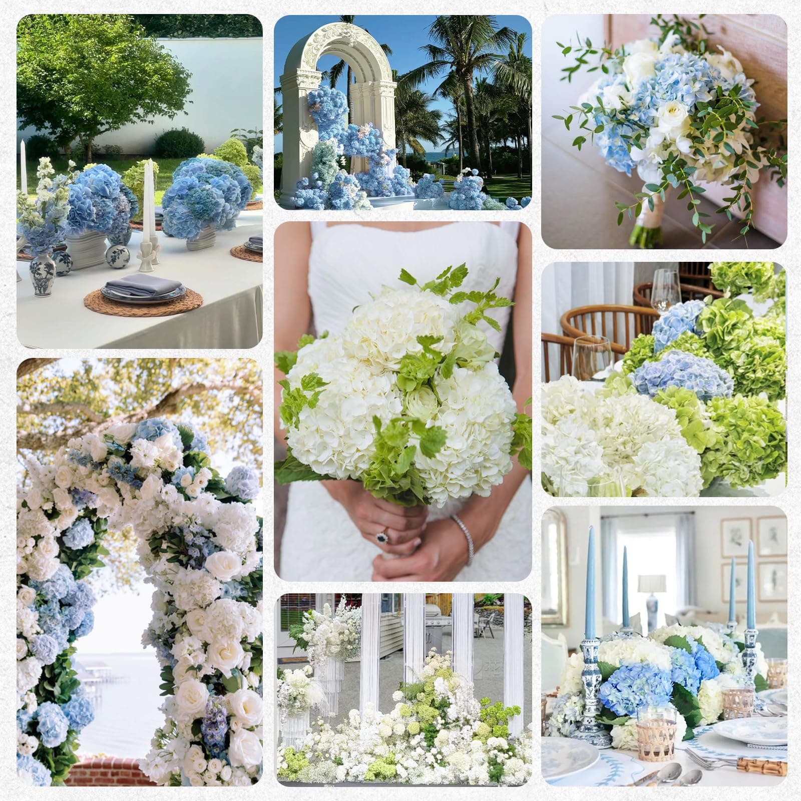 8 Pcs Light Green Hydrangea Artificial Flowers, Latex Real Touch Hydrangea Flowe - Thumbnail 6