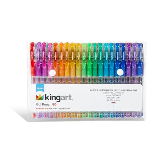 KINGART GLITTER Rollerball GEL PENS, 80 Sparkling Colors with Soft-Grip Comfort, - Thumbnail 12