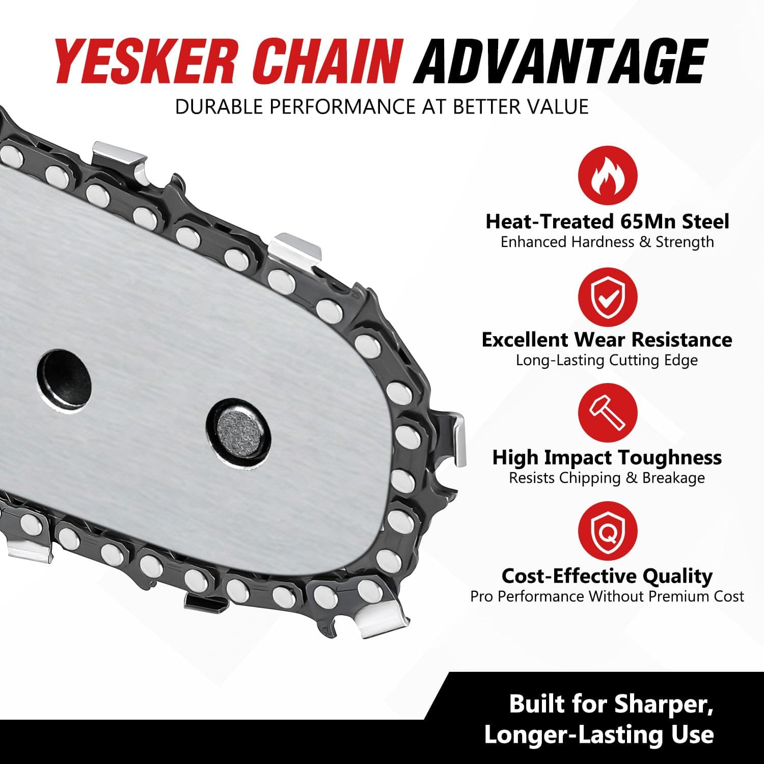 Yesker 1-Pack 18 Inch Chainsaw Chain, .325" Pitch, .050" Gauge, 72 Drive Links, - Thumbnail 4