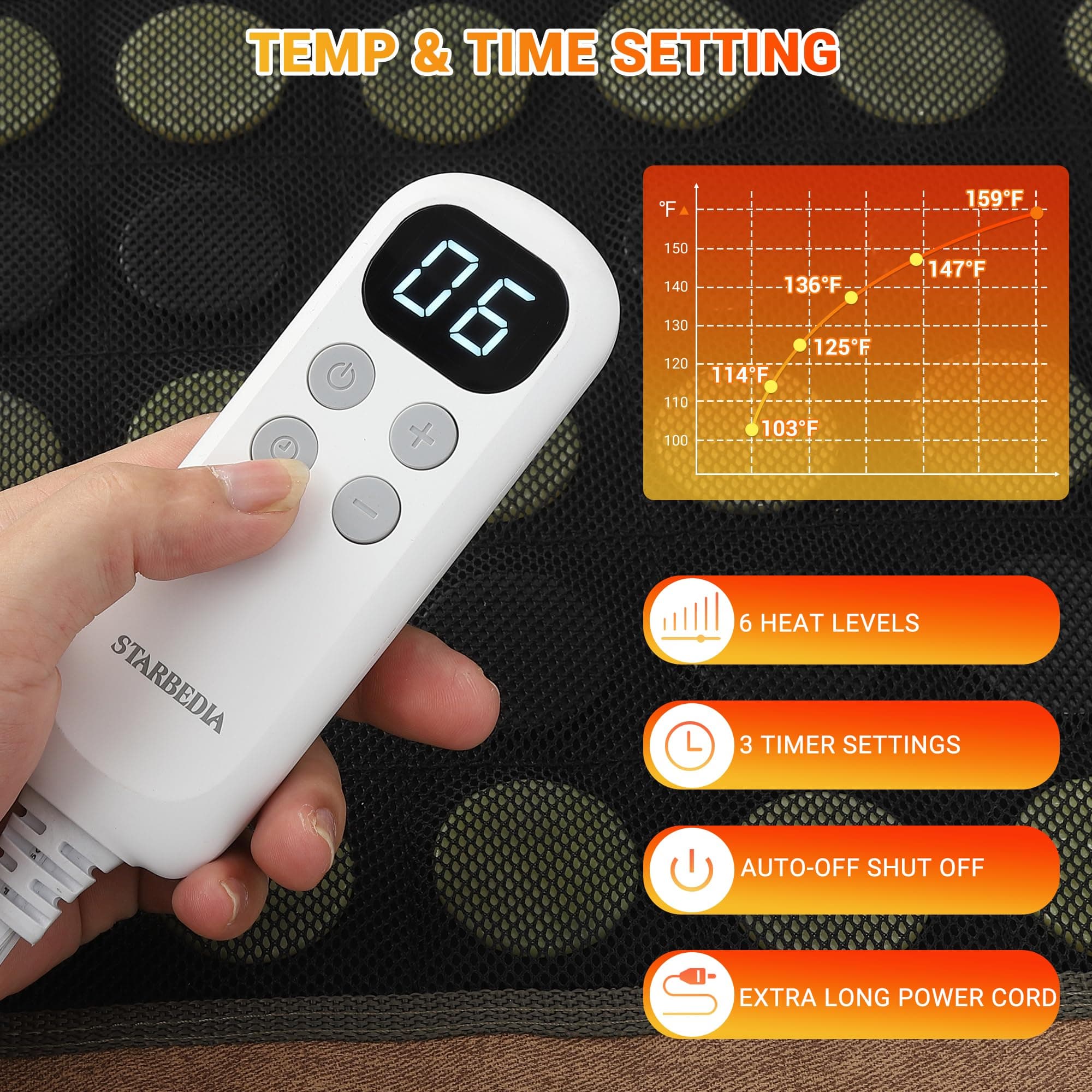 Far Infrared Heating Pads for Back Pain Relief, Natural Jade and Tourmaline Heat - Thumbnail 7