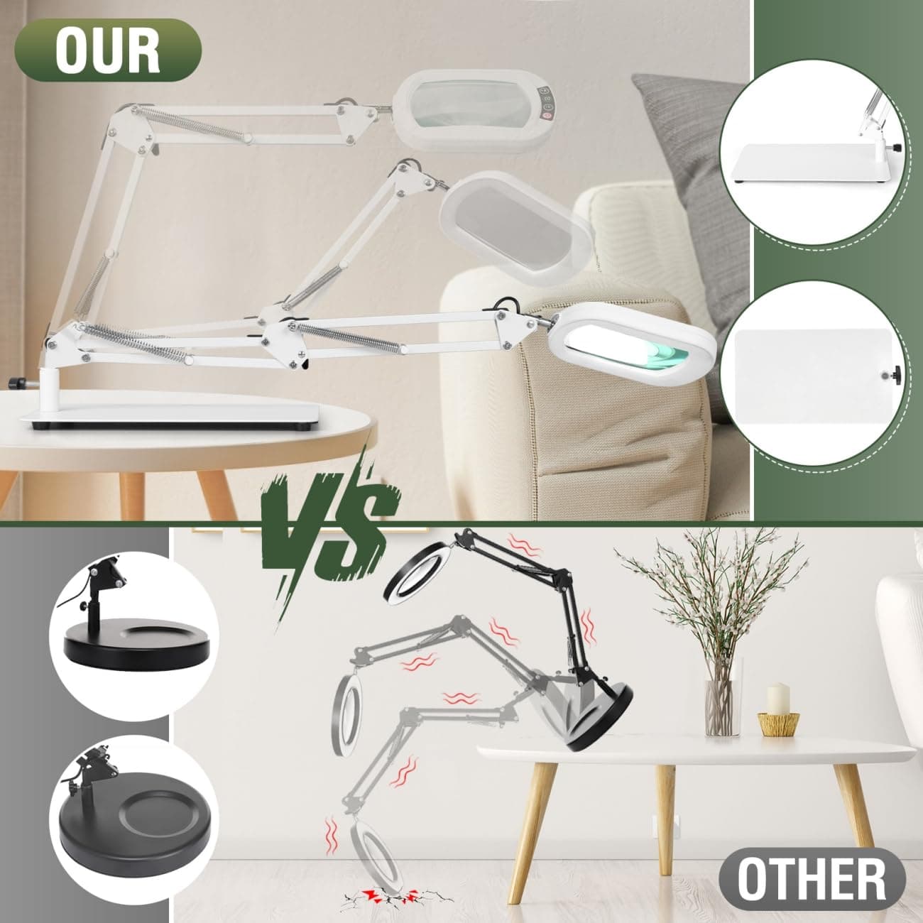 Veemagni 10X Rectangle Magnifying Glass with Light and Stand, 5 Color Modes Step - Thumbnail 5