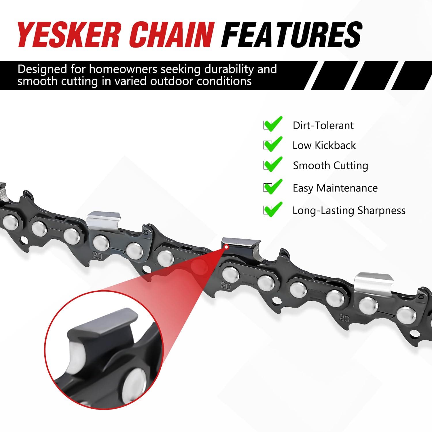 Yesker 1-Pack 18 Inch Chainsaw Chain, .325" Pitch, .050" Gauge, 72 Drive Links, - Thumbnail 5
