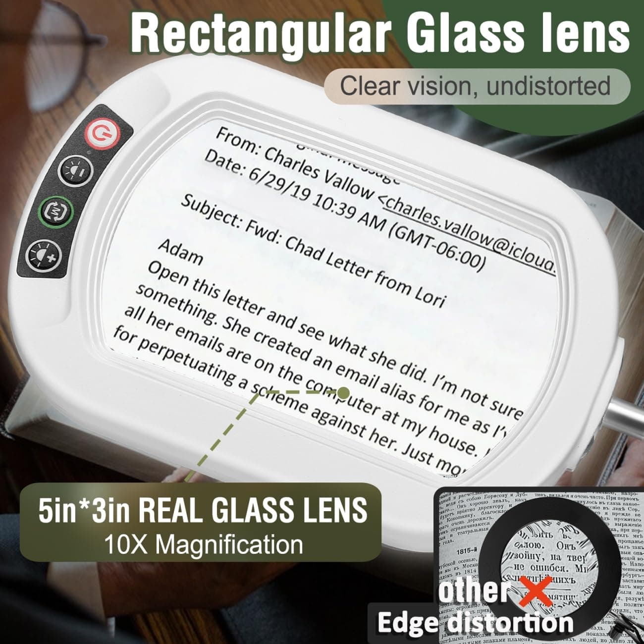Veemagni 10X Rectangle Magnifying Glass with Light and Stand, 5 Color Modes Step - Thumbnail 2