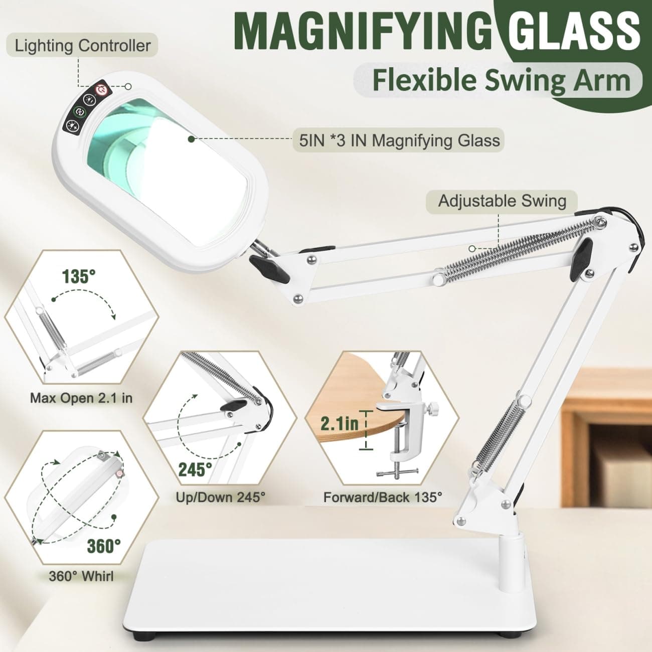 Veemagni 10X Rectangle Magnifying Glass with Light and Stand, 5 Color Modes Step - Thumbnail 6
