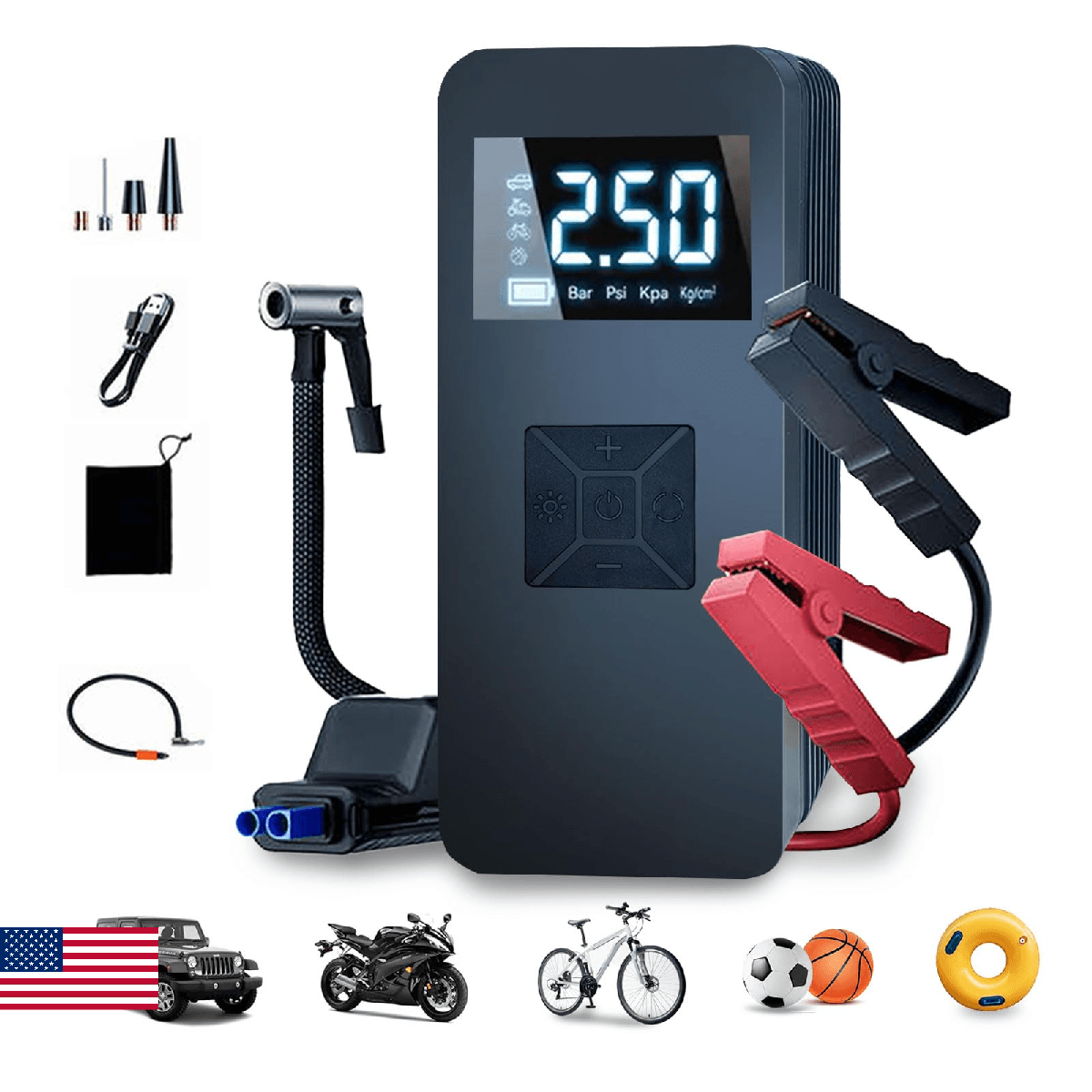 Tire Inflator Portable Air Compressor with Digitally Display Pressure Gauge 2000 - Image 1