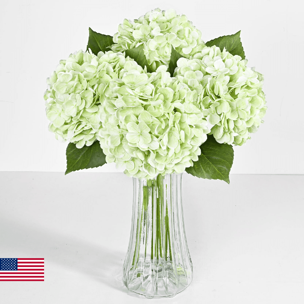 8 Pcs Light Green Hydrangea Artificial Flowers, Latex Real Touch Hydrangea Flowe - Image 1