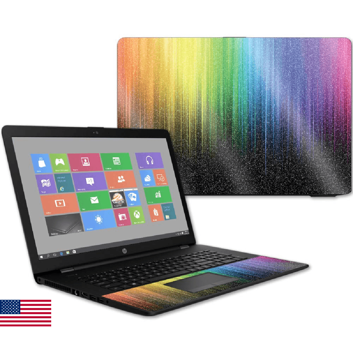 MightySkins Glossy Glitter Skin for HP 17t Laptop 17.3" (2017) - Rainbow Streaks - Image 1