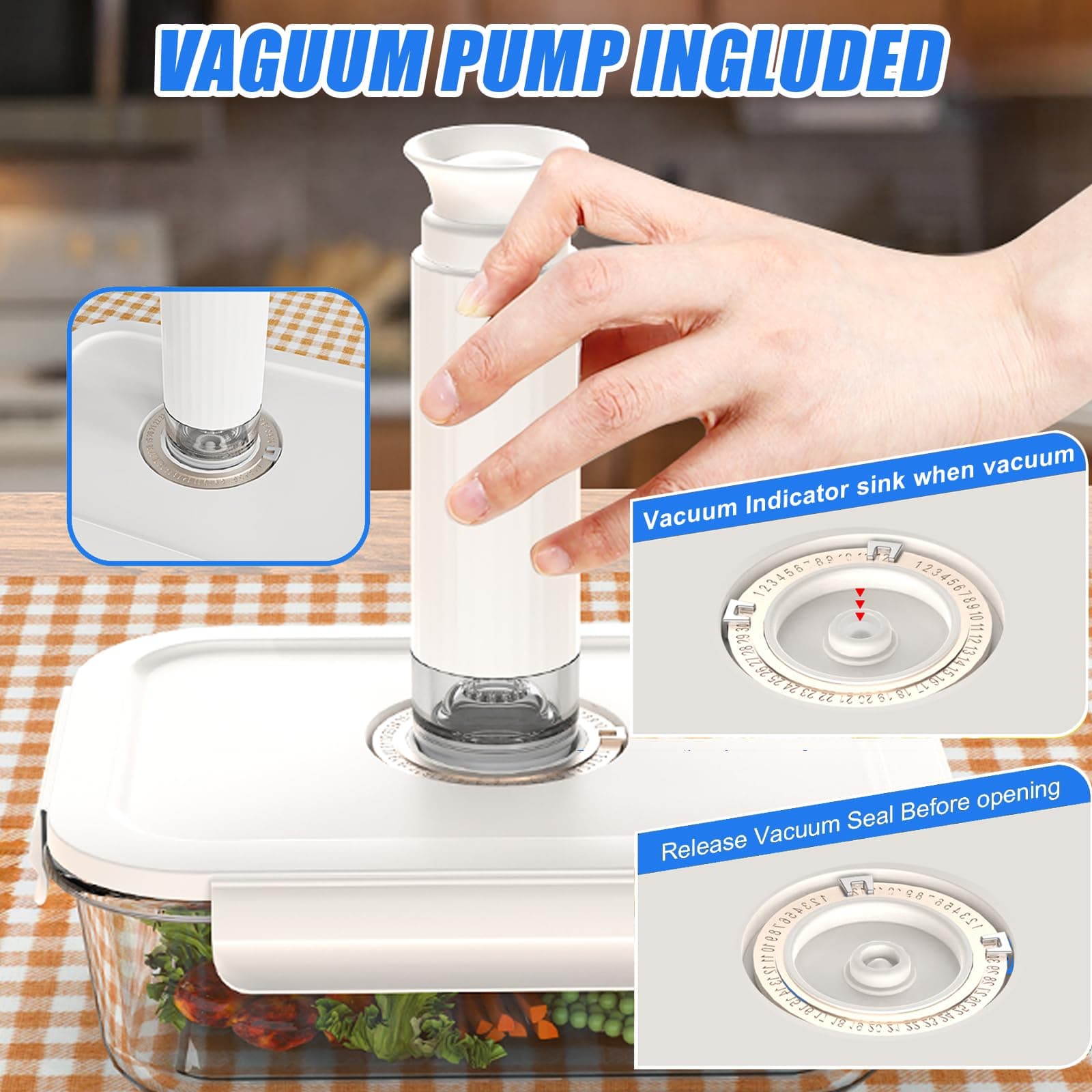 19 PCS Vacuum Sealer Handheld Manual Vacuum Pump for Glass Storage Containers 4- - Thumbnail 4