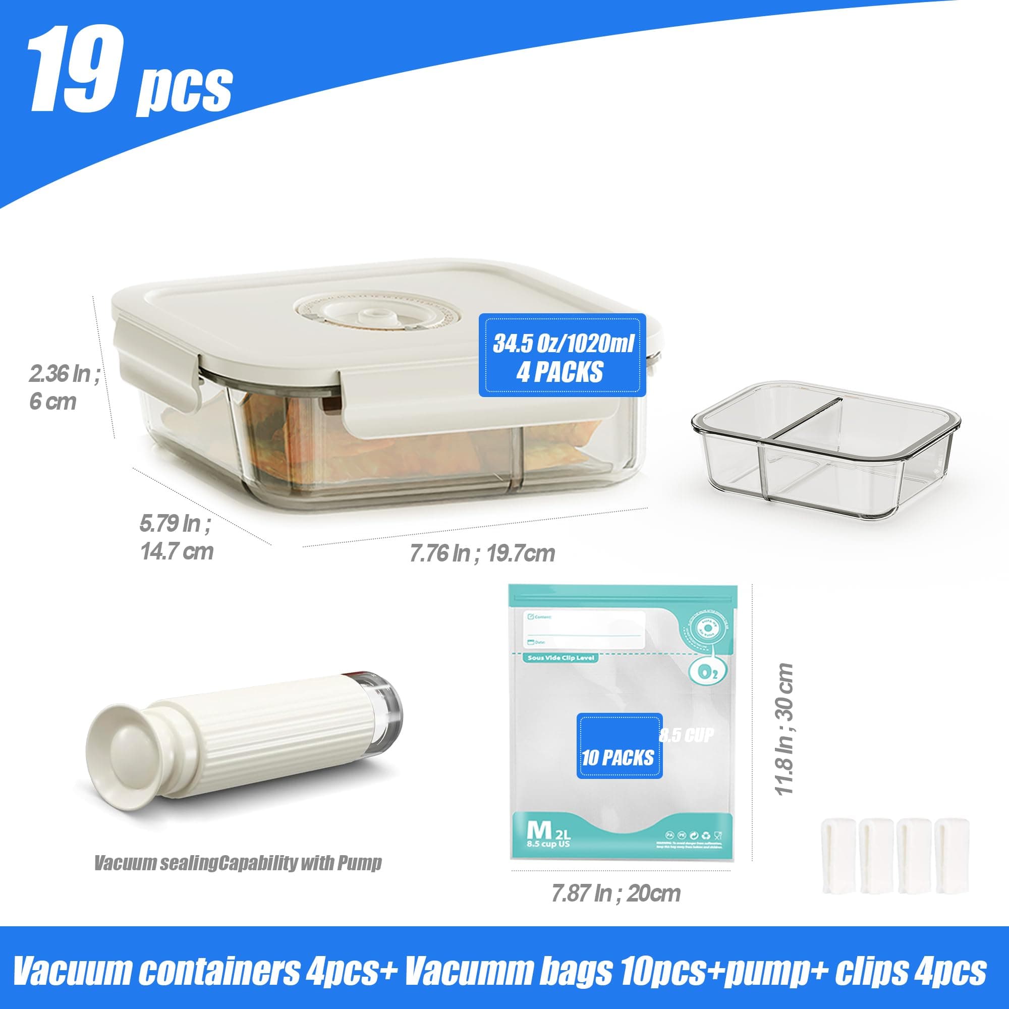 19 PCS Vacuum Sealer Handheld Manual Vacuum Pump for Glass Storage Containers 4- - Thumbnail 2