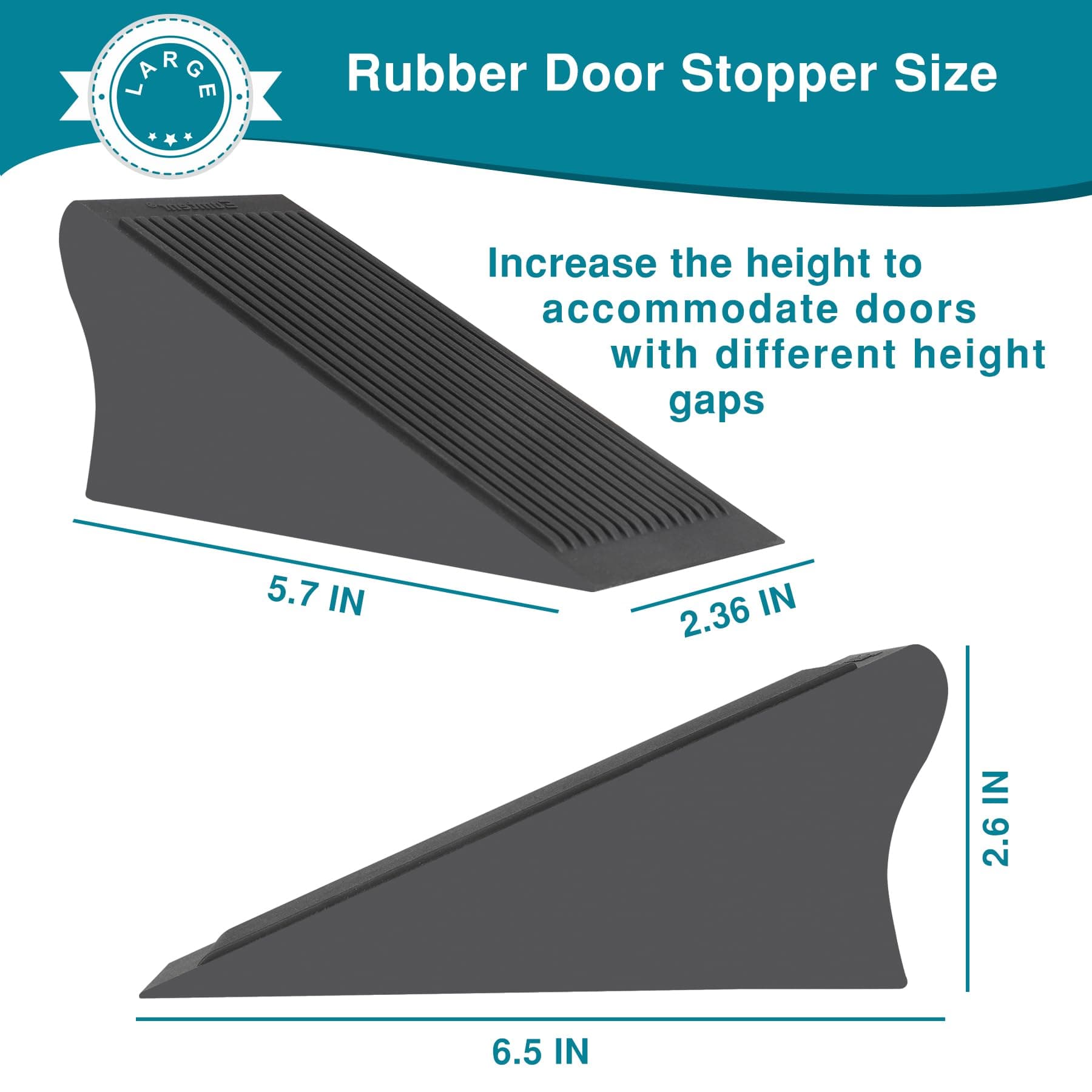 Eumtenr Rubber Door Stoppers for Bottom of Door, Large Solid Heavy Duty Door Sto - Thumbnail 2