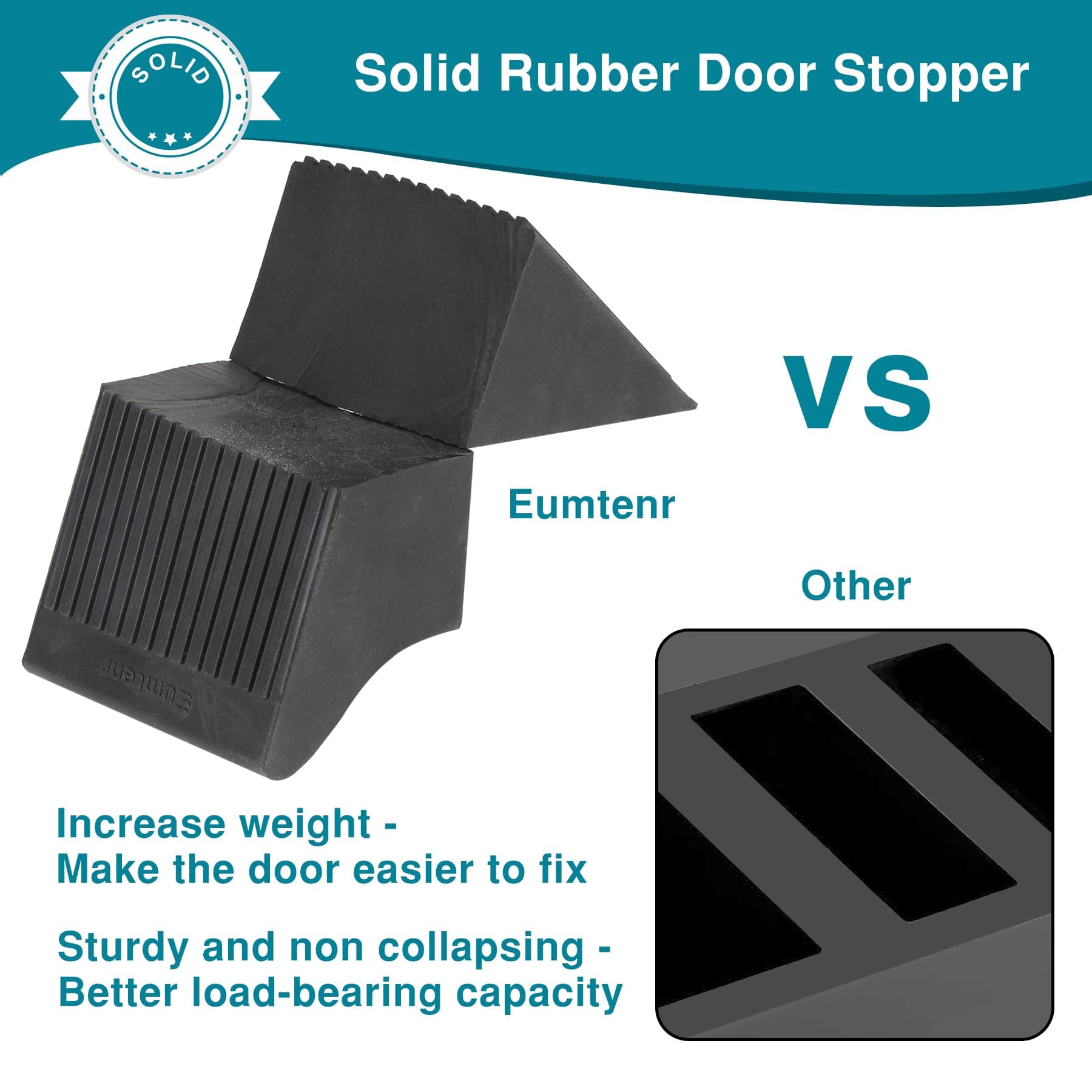 Eumtenr Rubber Door Stoppers for Bottom of Door, Large Solid Heavy Duty Door Sto - Thumbnail 3