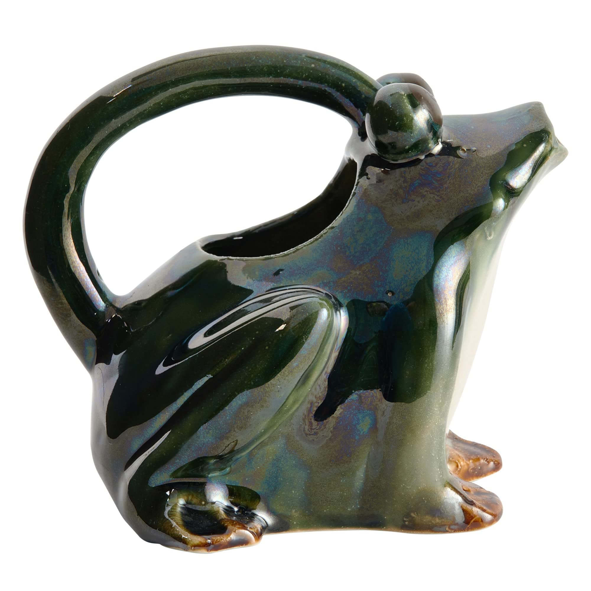 Creative Co-Op Stoneware Frog Watering Pitcher, Green - Thumbnail 5
