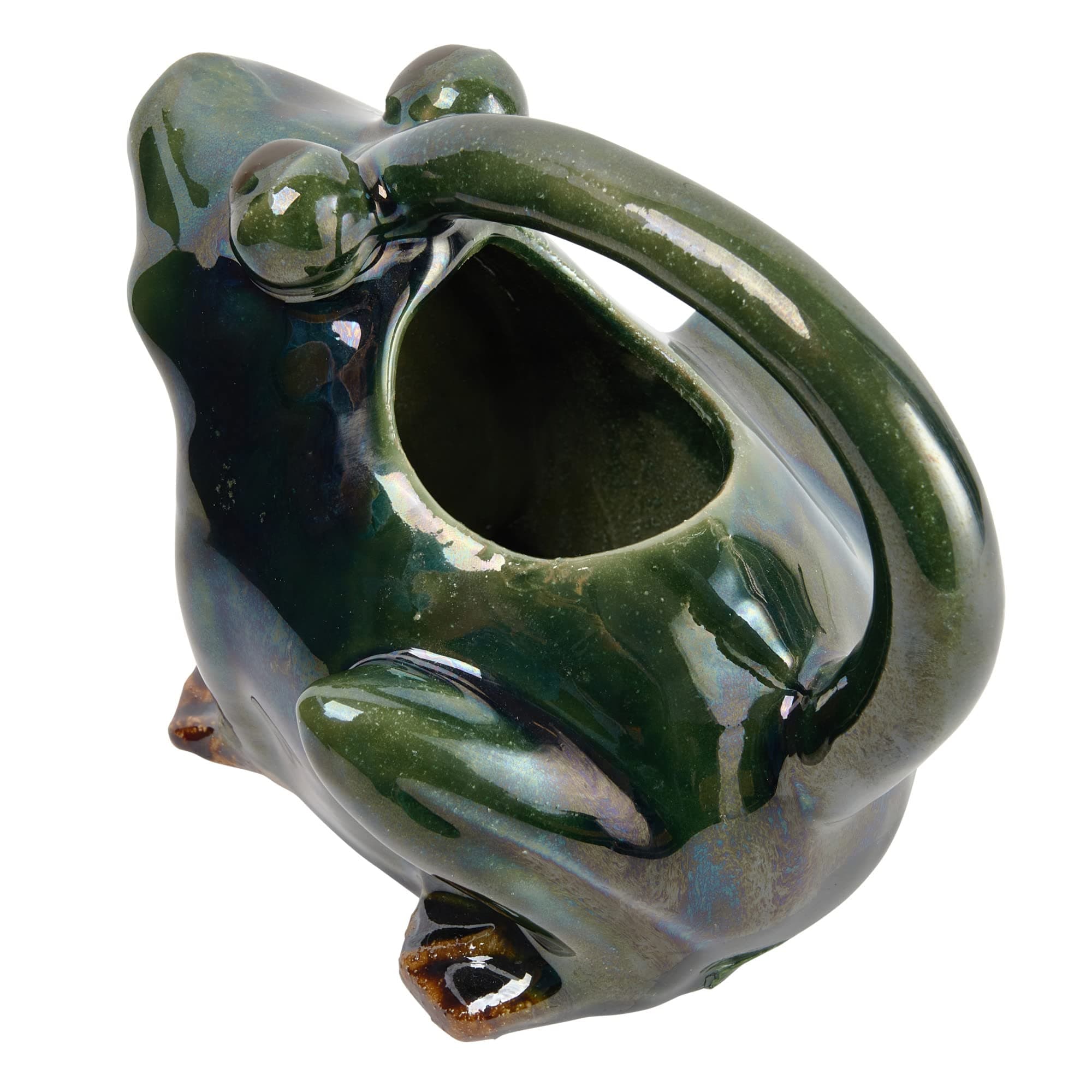 Creative Co-Op Stoneware Frog Watering Pitcher, Green - Thumbnail 6