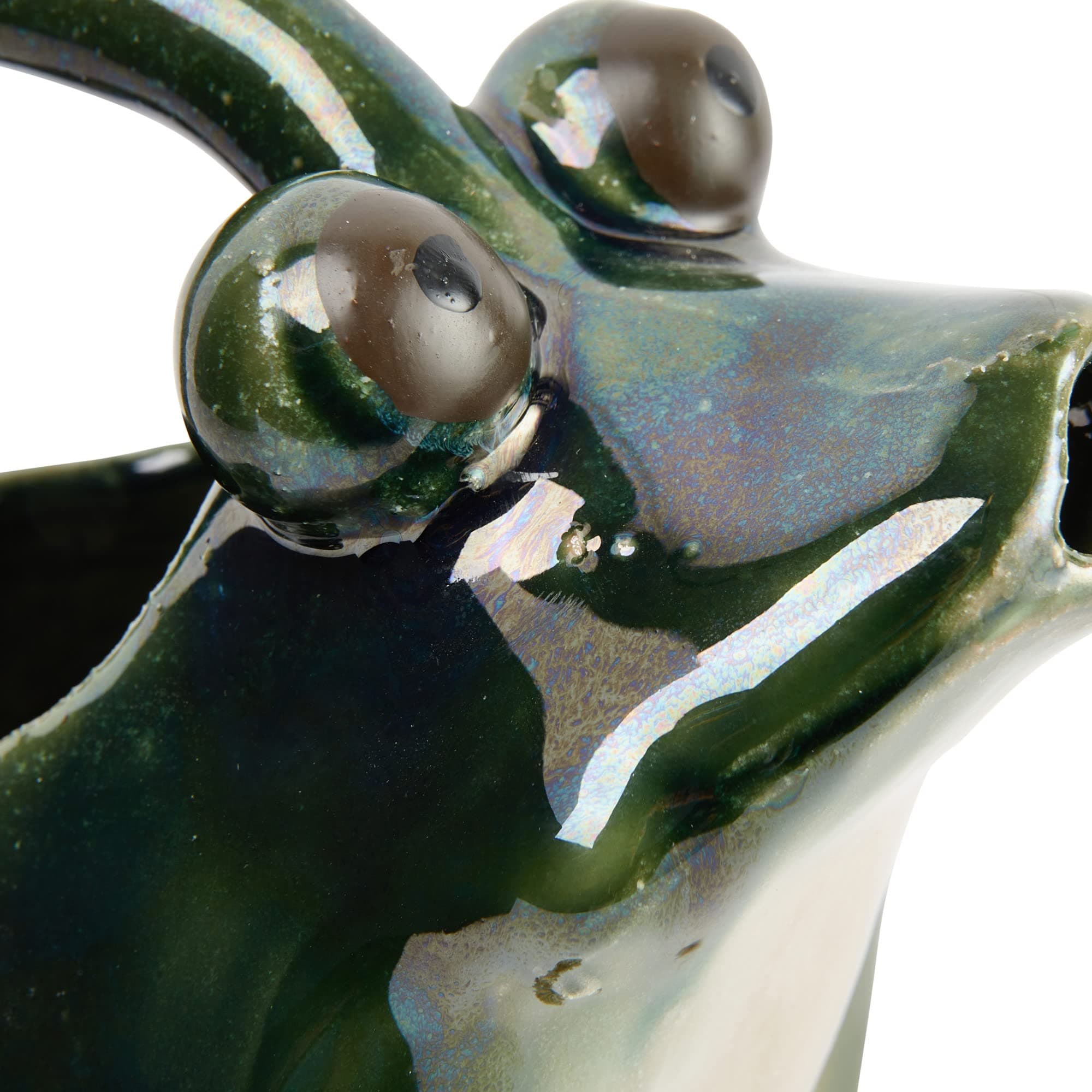 Creative Co-Op Stoneware Frog Watering Pitcher, Green - Thumbnail 4
