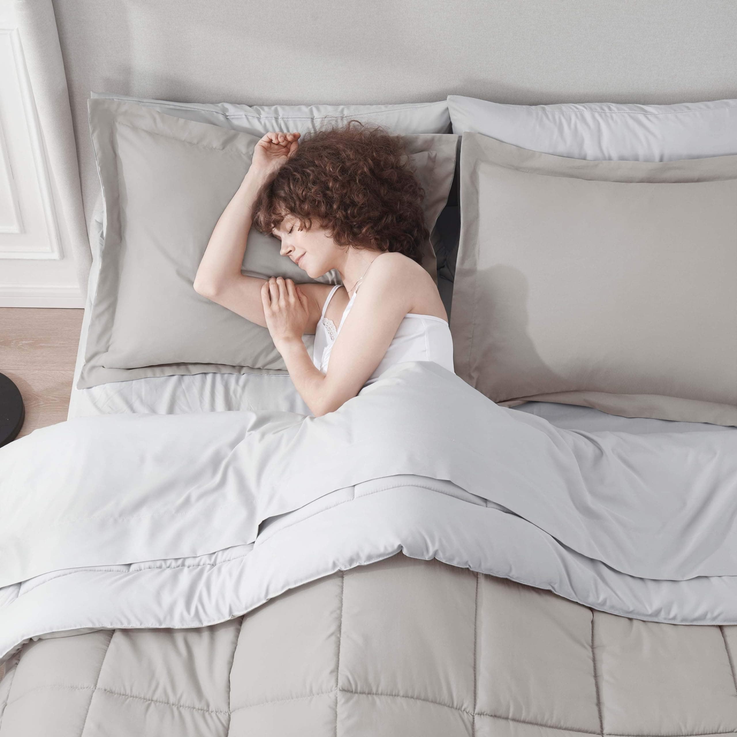 Nestl 7 Piece Full Comforter Set – Linen Reversible Bed in a Bag – Complete Full - Thumbnail 8