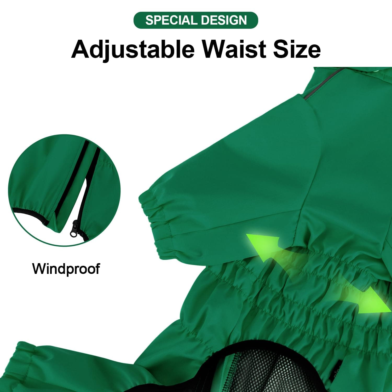 PINA Dog Raincoat, Waterproof Jacket with Hood, Lightweight Dog Jacket with Leas - Thumbnail 3