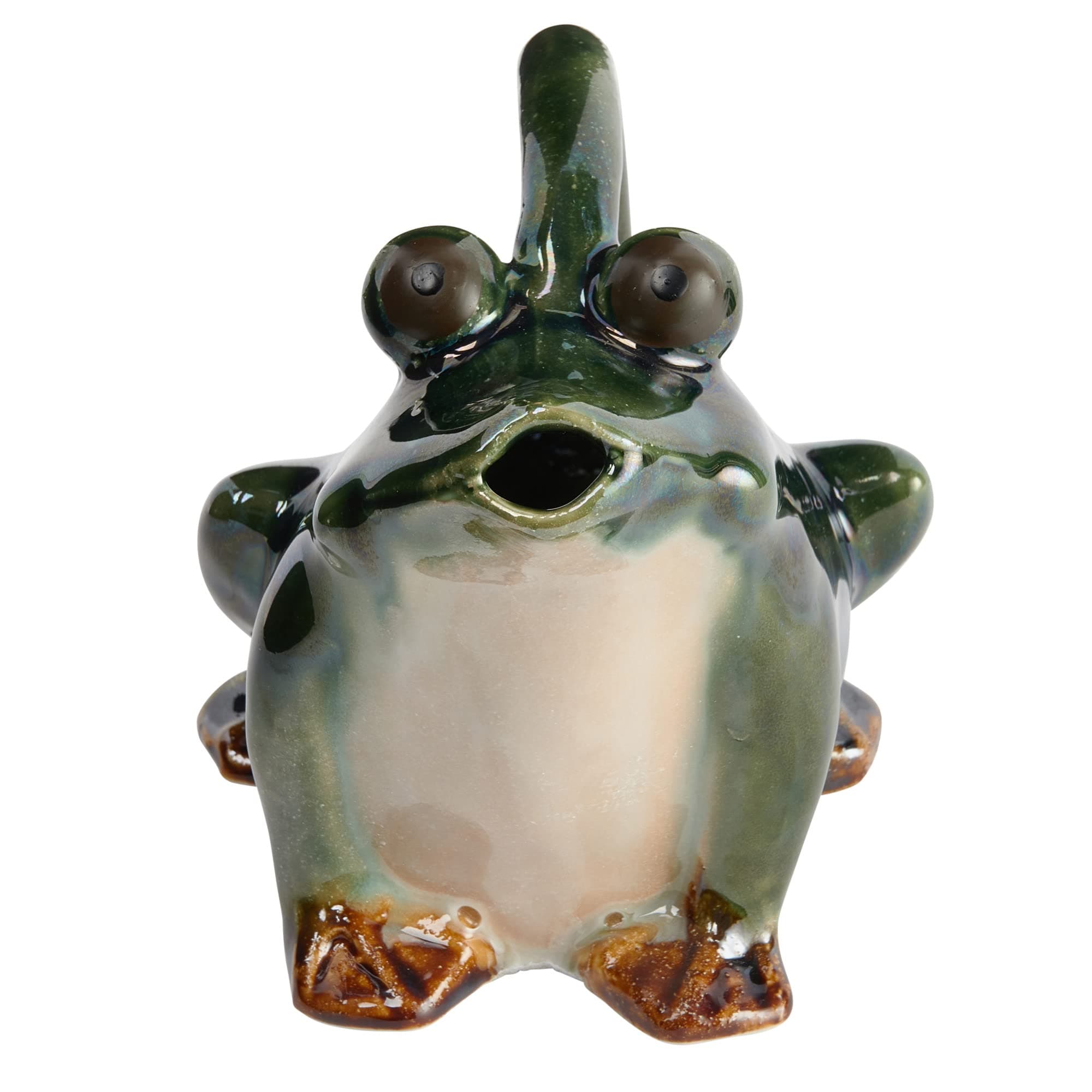 Creative Co-Op Stoneware Frog Watering Pitcher, Green - Thumbnail 7