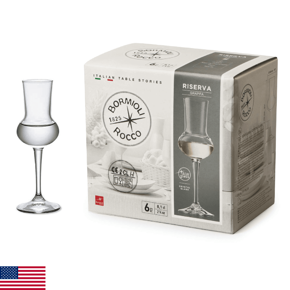 Bormioli Rocco Riserva 2.75oz Grappa Glass, Set of 6 - Crystal Barware - Image 1