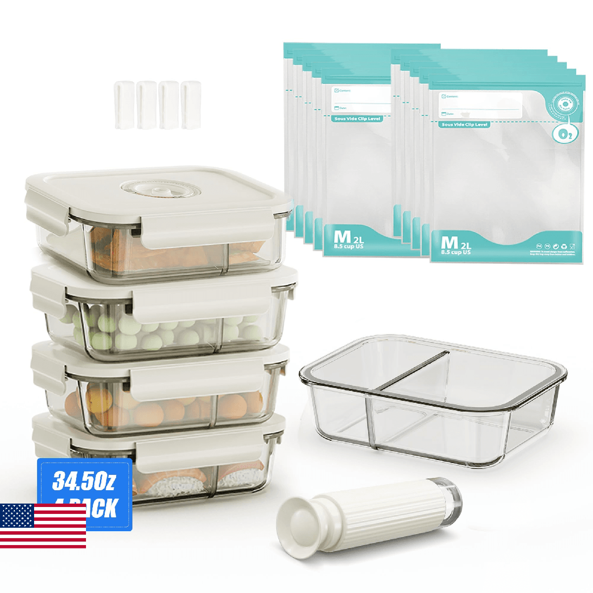 19 PCS Vacuum Sealer Handheld Manual Vacuum Pump for Glass Storage Containers 4- - Image 1