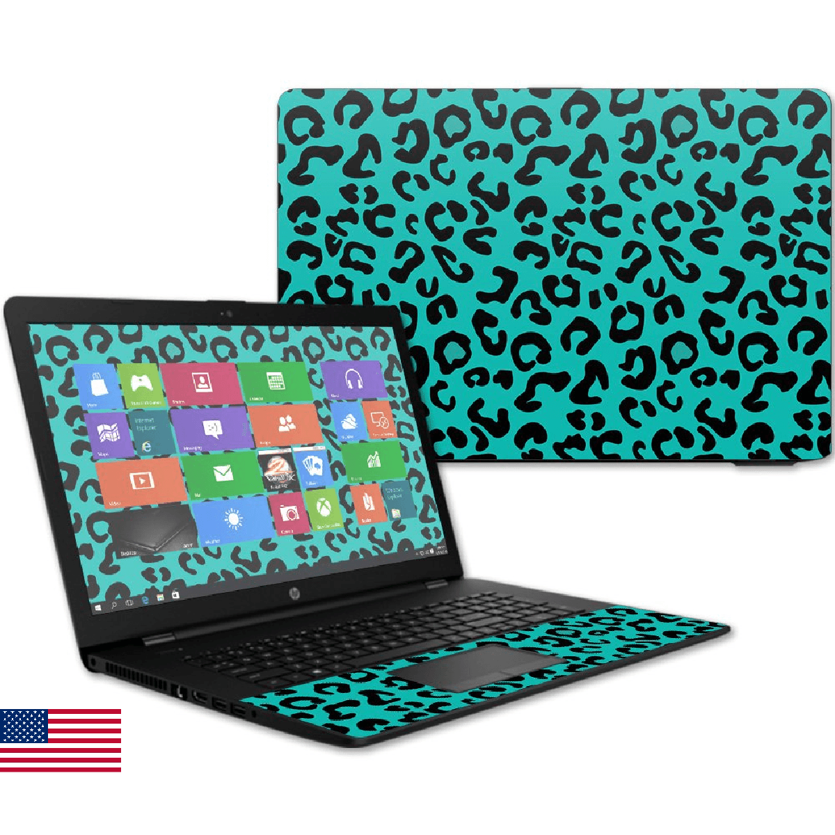 MightySkins HP 17t Laptop Skin 17.3" Teal Leopard Vinyl Decal Cover Durable Easy - Image 1
