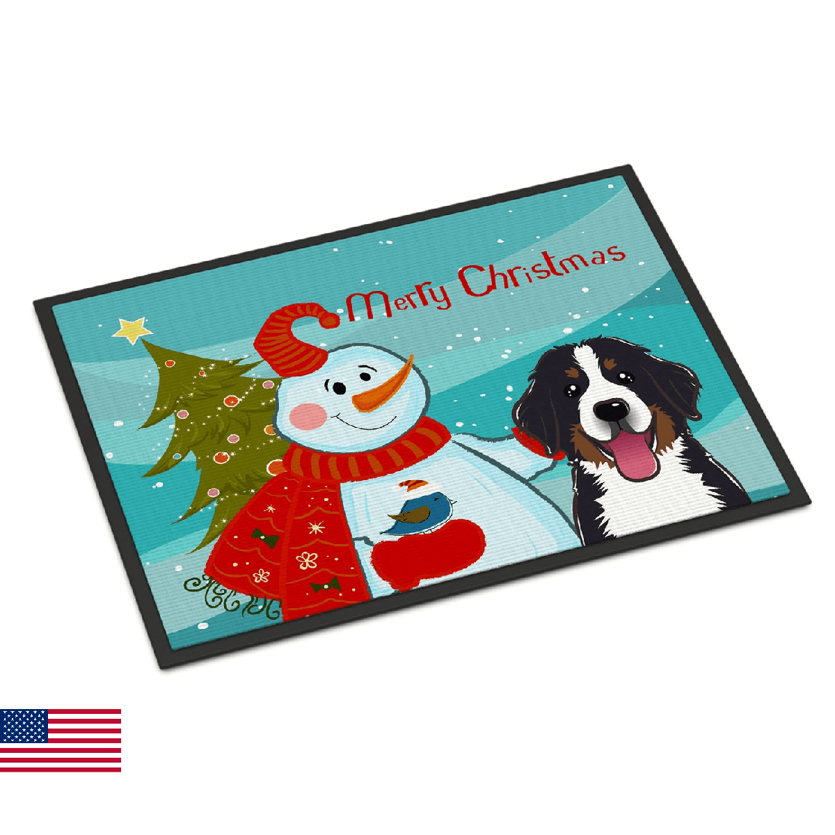 Caroline's Treasures BB1857JMAT Snowman with Bernese Mountain Dog Doormat 24x36 - Image 1