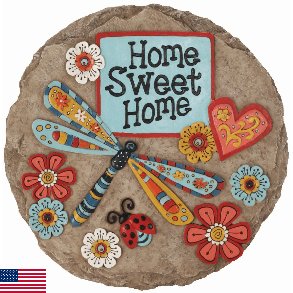 Spoontiques Garden Décor Home Sweet Dragonfly Stepping Stone Decorative Stone fo - Image 1