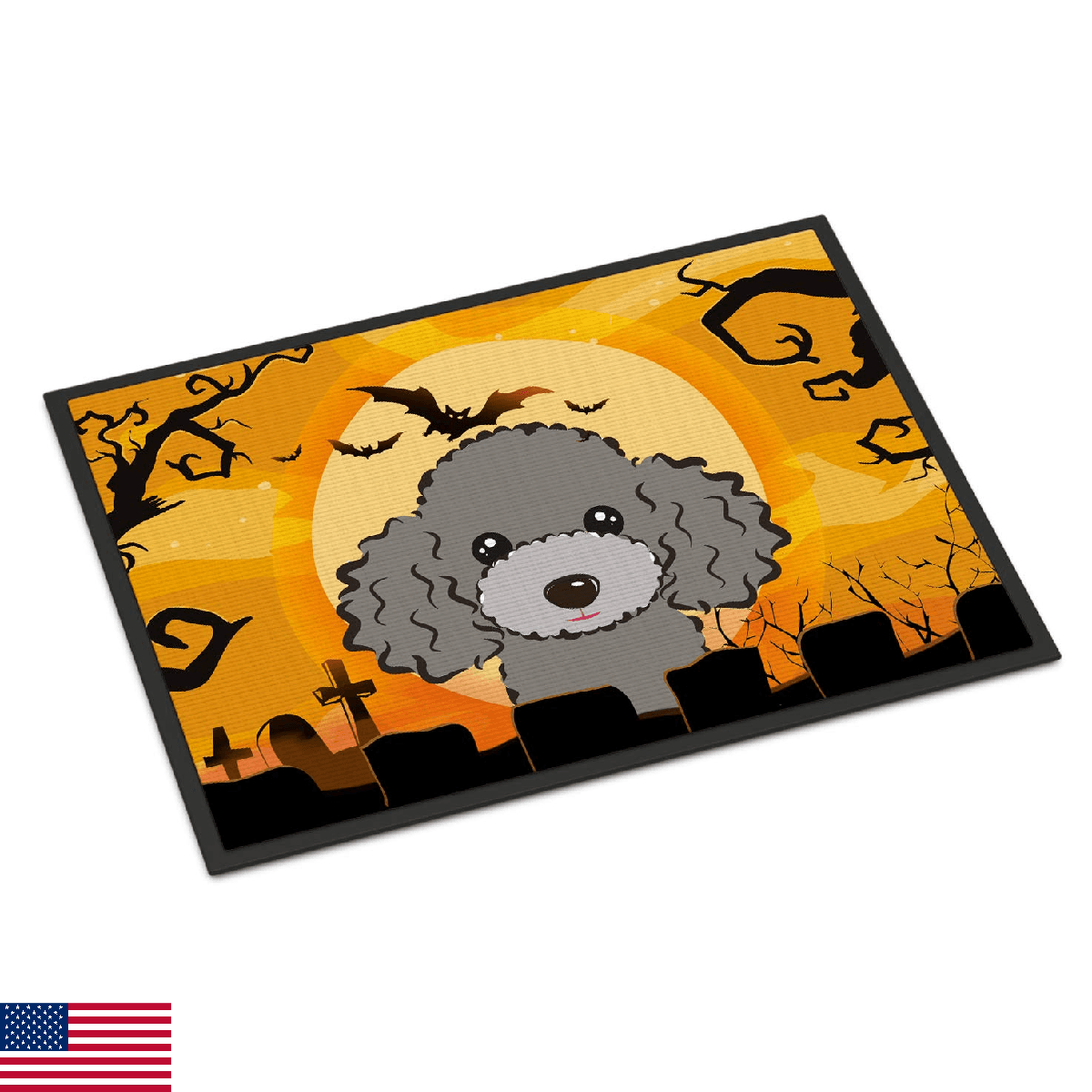Caroline's Treasures BB1817MAT Halloween Silver Gray Poodle Doormat 18x27 Front - Image 1