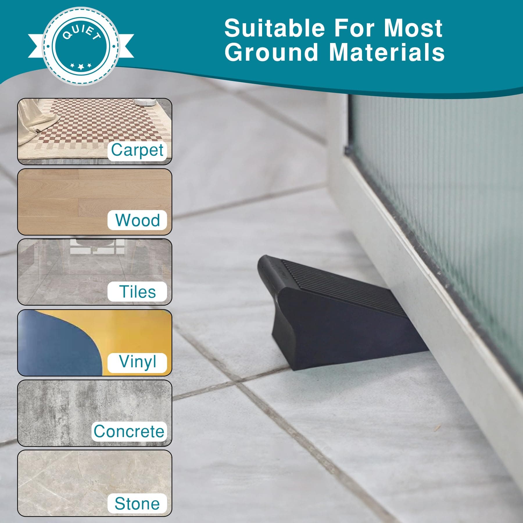 Eumtenr Rubber Door Stoppers for Bottom of Door, Large Solid Heavy Duty Door Sto - Thumbnail 6