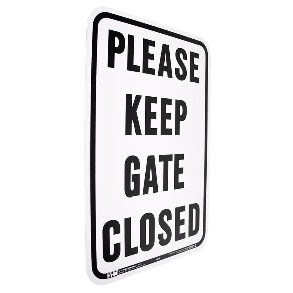 Hy-Ko 20523 "Please Keep GATE Closed" Aluminum Sign 12x18 Black/White - Thumbnail 4