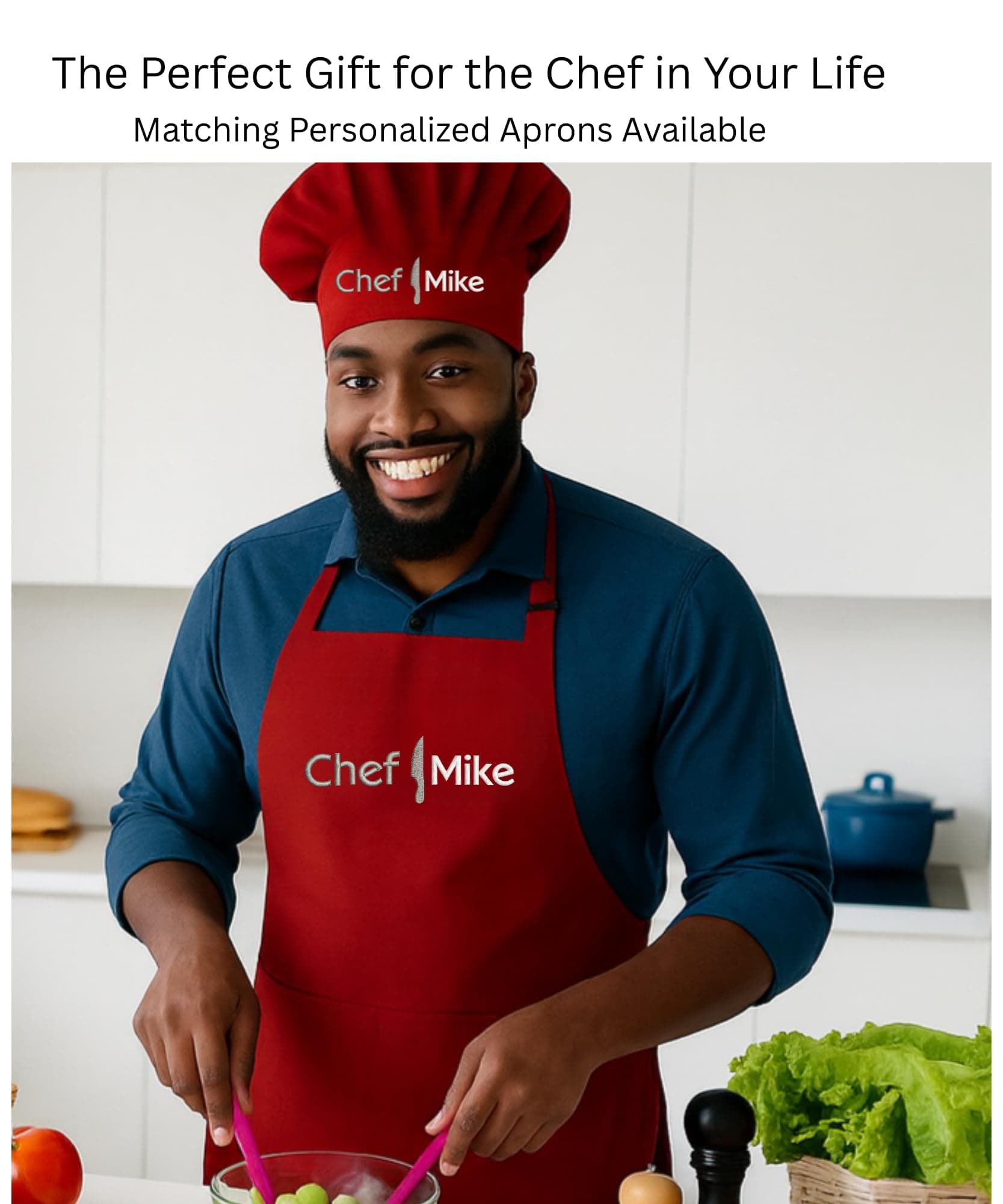 Custom Embroidered Chef Apron - Personalized Kitchen Apron for Men & Women - Thumbnail 6