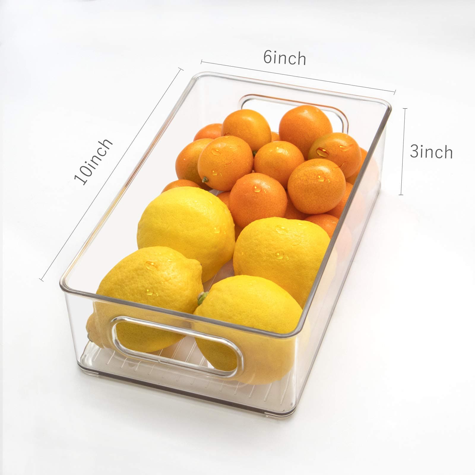 Stackable Refrigerator Organizer Bins, 6-Pack Clear Kitchen Containers - Thumbnail 3