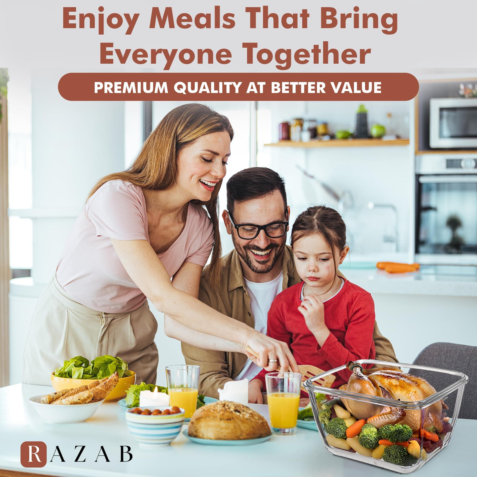 Razab 17 Cup 132 Oz Glass Food Storage Container Leakproof Lid - Thumbnail 7