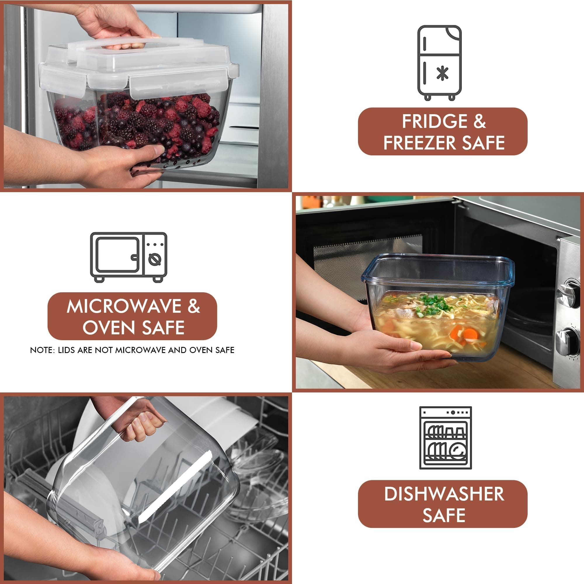 Razab 17 Cup 132 Oz Glass Food Storage Container Leakproof Lid - Thumbnail 5