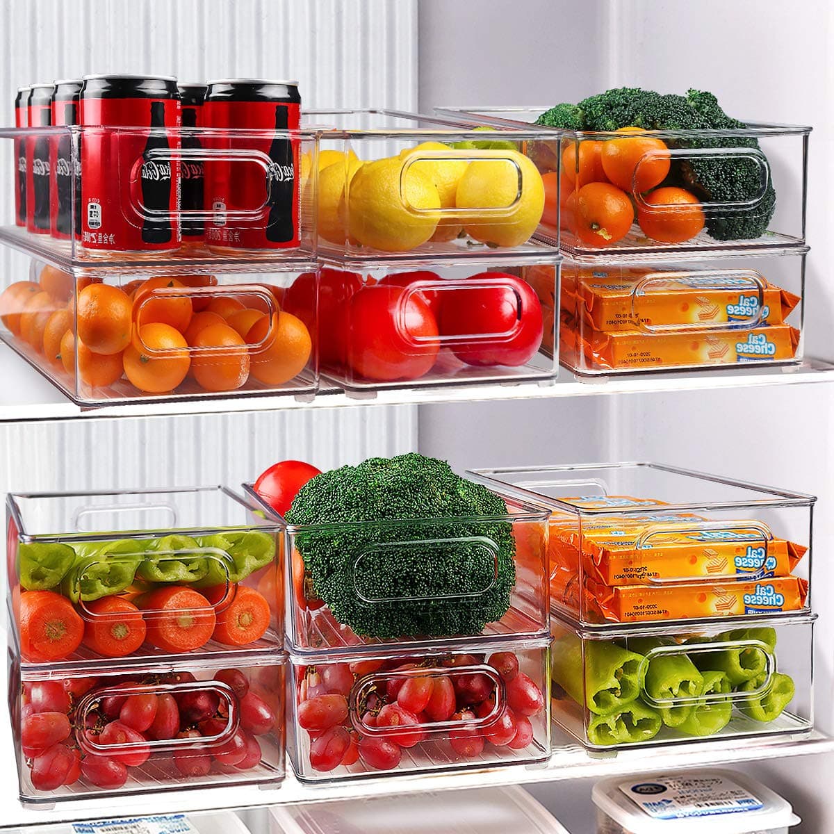 Stackable Refrigerator Organizer Bins, 6-Pack Clear Kitchen Containers - Thumbnail 8