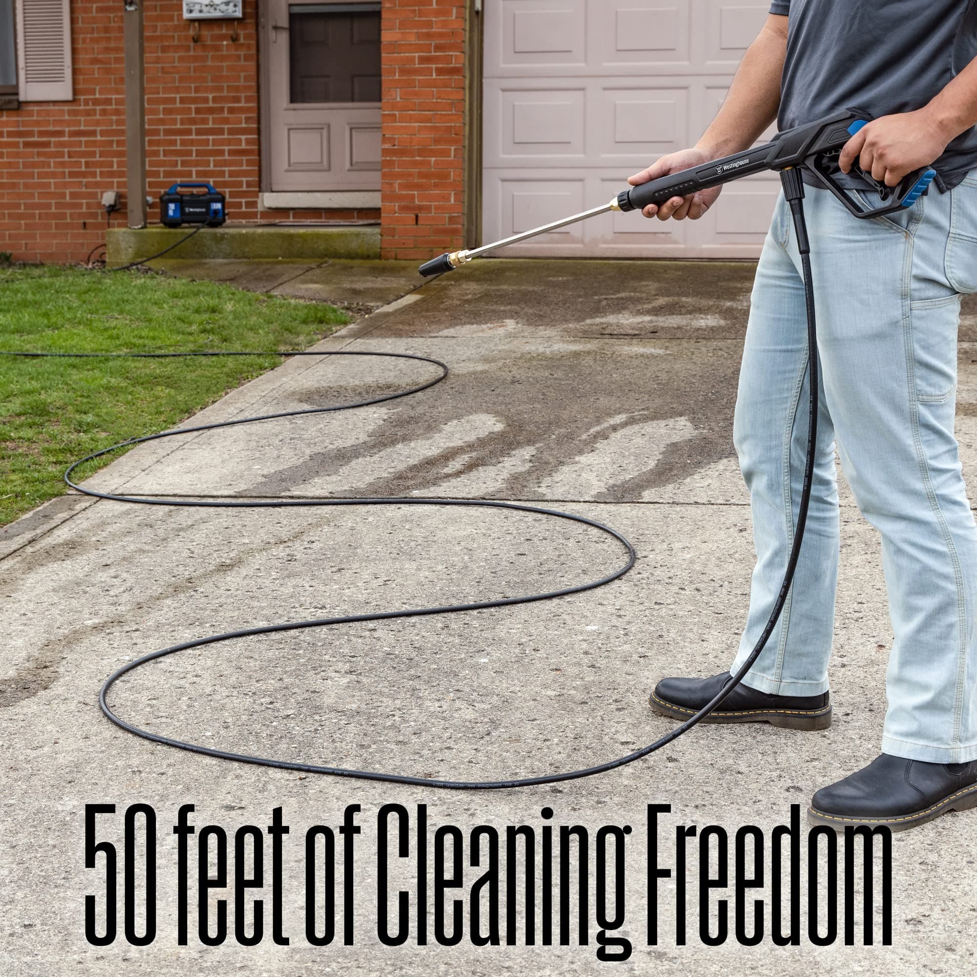 Westinghouse 50 ft PVC Pressure Washer Hose - 3400 Max PSI - For Gas and Electri - Thumbnail 2