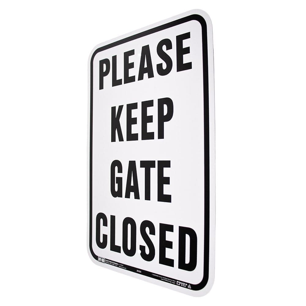 Hy-Ko 20523 "Please Keep GATE Closed" Aluminum Sign 12x18 Black/White - Thumbnail 5